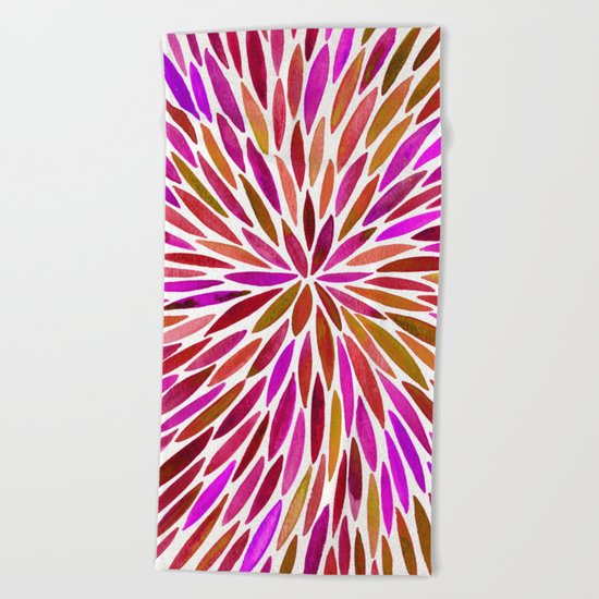 Pink Watercolor Burst Beach Towel