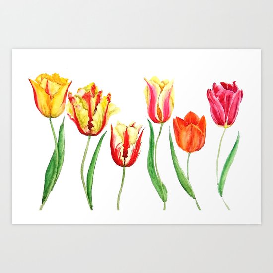 colorful tulips Art Print