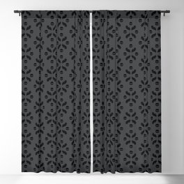 Victorian Floral Skulls Black Gray Blackout Curtain