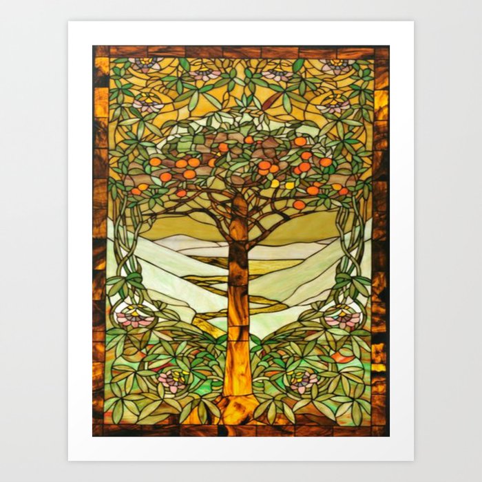 Louis Comfort Tiffany - Stained glass. Tree of life Jigsaw Puzzle