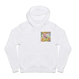 HAPPY EASTER with Cartoony Old Man Joe & the CUTEST Easter Bunny EVER Hand Drawn One of a Kind Art Hoody