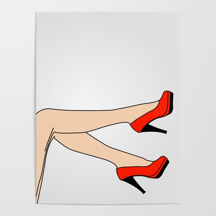 Woman wearing beautiful red shoes or stilettoes Poster by Shawlin ...