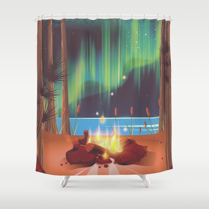 vintage camp fire Shower Curtain