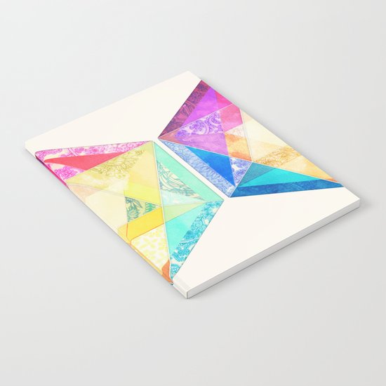 Retro Rainbow Patchwork Hexagon Notebook