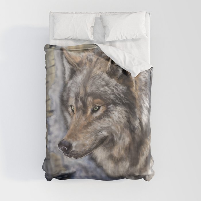 Wolf in the Woods Duvet Cover