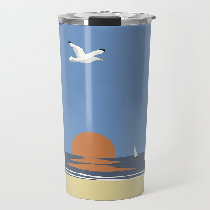 Sea, sun and boat Travel Mug