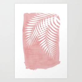 Pink Paint Stroke of Palm Leaves Art Print