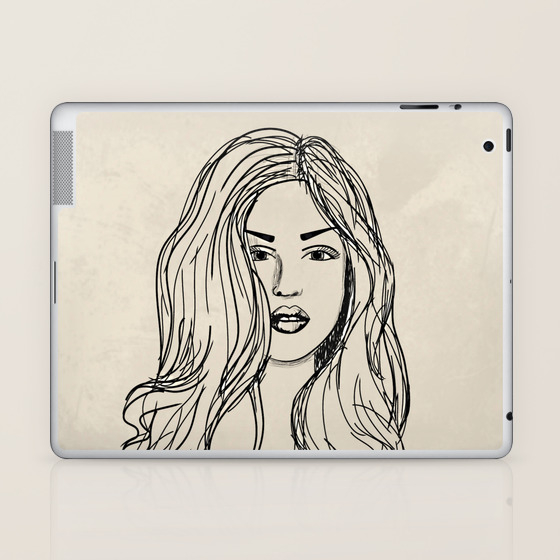 Hand Drawn Woman With Long Hair Laptop Ipad Skin By Igorg Society6,Cute Duck Drawing Cartoon