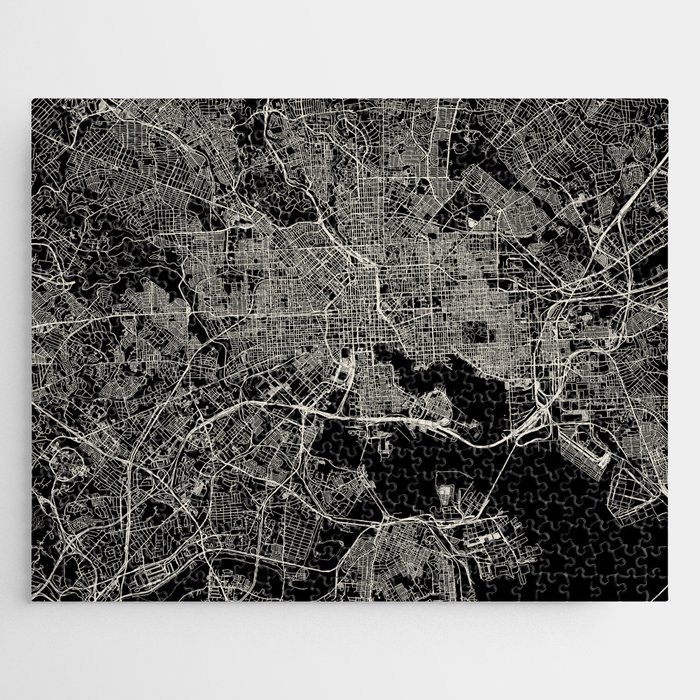 USA, Baltimore City Map - Black & White Jigsaw Puzzle