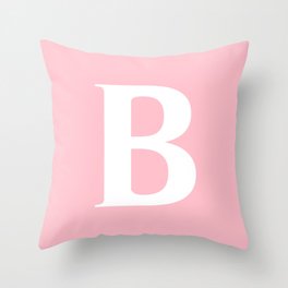 B MONOGRAM (WHITE & PINK) Throw Pillow