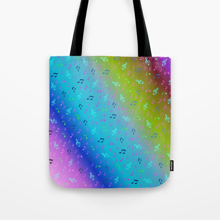 colorful blue music notes abstract, art, artistic, background, bass, beautiful, classical, clef, cre Tote Bag