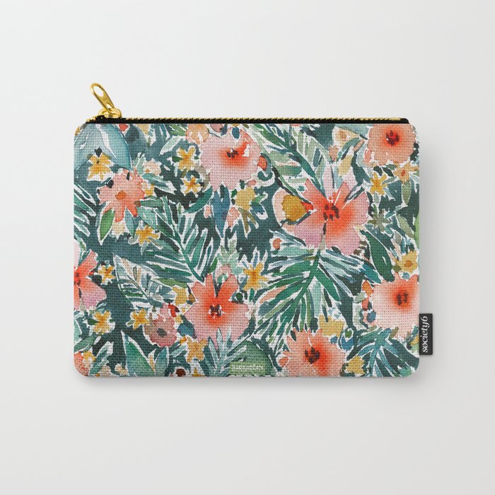 TROPICAL SNEEZE Watercolor Floral Carry-All Pouch