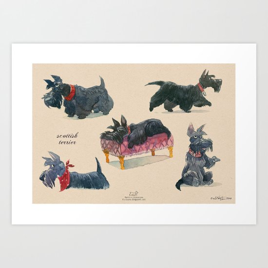 Scottish Terriers Art Print