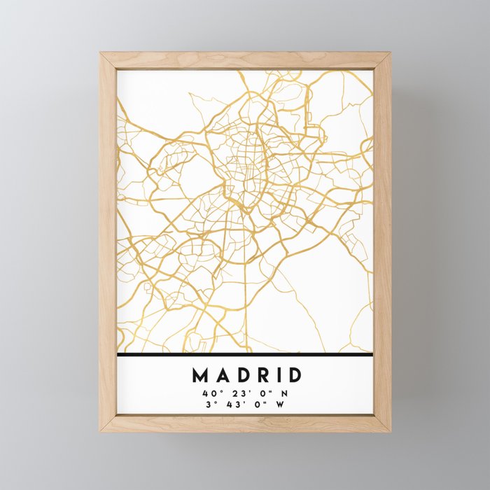 MADRID SPAIN CITY STREET MAP ART Framed Mini Art Print