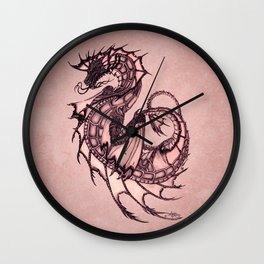 "Tsunami" by Amber Marine ~ Sea Dragon (Coral Version) ~ Graphite Illustration, (Copyright 2005) Wall Clock
