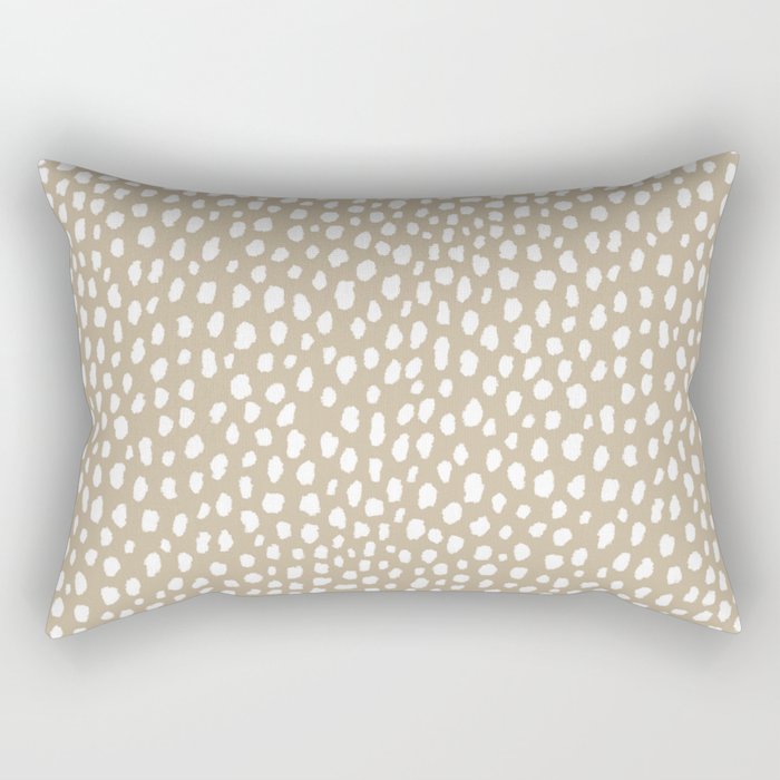 Handmade polka dot brush spots (white/tan) Rectangular Pillow