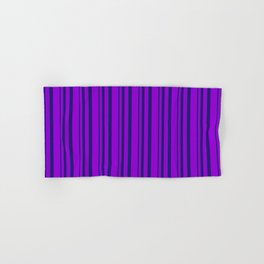 [ Thumbnail: Dark Violet & Midnight Blue Colored Stripes Pattern Hand & Bath Towel ]