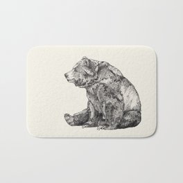 Bear // Graphite Bath Mat | Curated, Nature, Black and White, Illustration, Animal 