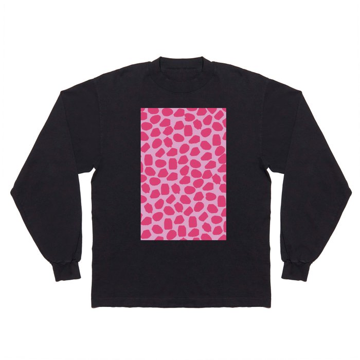 Ink Spot Pattern in Double Hot Pink Long Sleeve T Shirt