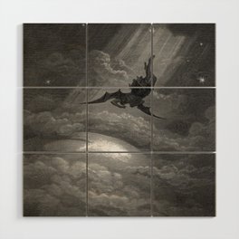 Satan descends upon Earth Gustave Dore Wood Wall Art