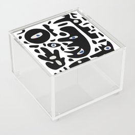 Minimal African Art Black and White Pattern Abstract  Acrylic Box