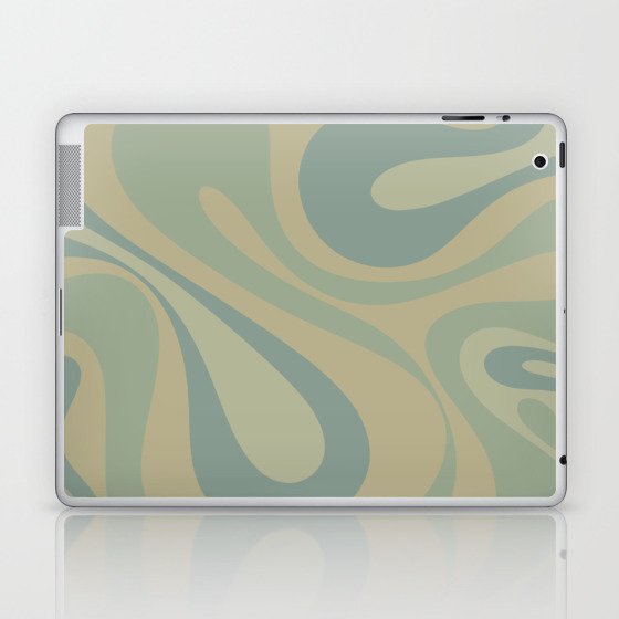 Mod Swirl Retro Abstract Pattern in Muted Celadon Laptop & iPad Skin