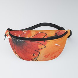Red Poppy Flowers Watercolor Painting Fanny Pack
