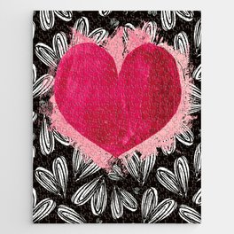 Pink And Red Heart Doodle Valentines Day Anniversary Pattern Jigsaw Puzzle