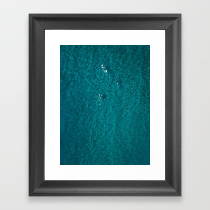 Trio Swimmers Turquoise Waters  Framed Art Print