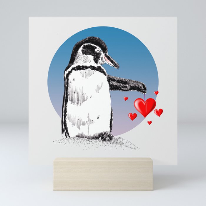 Galapagos Penguin in Ink Edition 2 Mini Art Print
