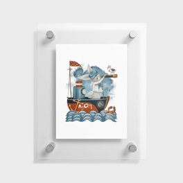 Ahoy! Sailor bunny on a boat looking for adventure. Floating Acrylic Print