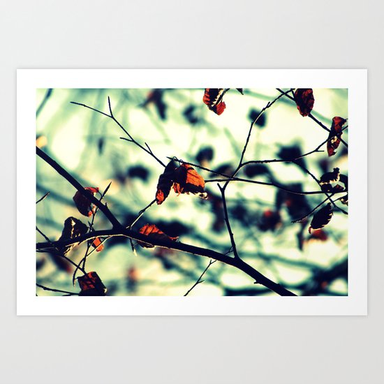 Aqua Leaves Art Print