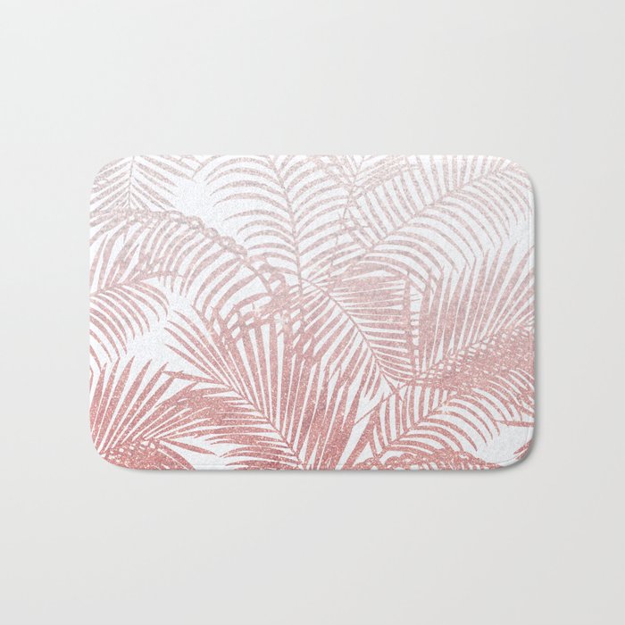 Elegant faux rose gold gradient glitter tropical plants pattern Bath