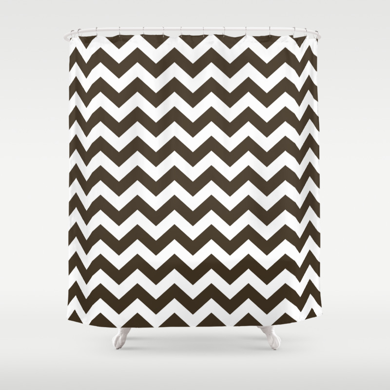 tan chevron shower curtain