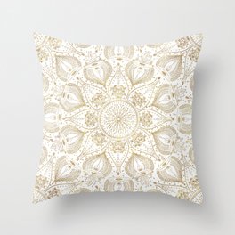 Boho Chic gold mandala design Throw Pillow