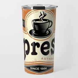 Authentic Italian espresso vintage tin sign advertise. Coffee poster. Drinks vintage illustration.  Travel Mug