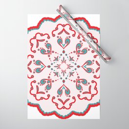 Red and Teal Motif 3 Wrapping Paper