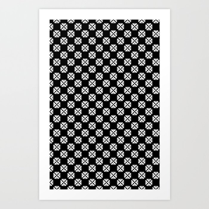B&W Textile Pattern 05 Art Print