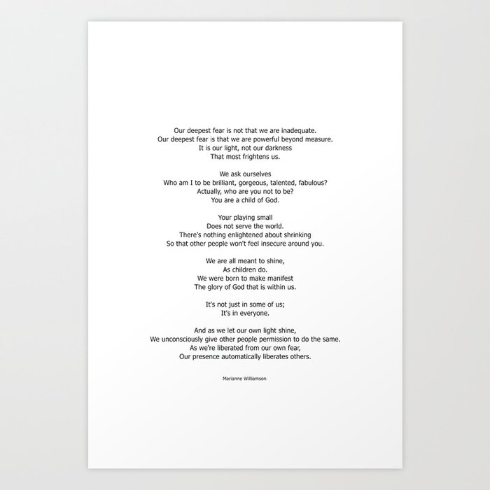Our Deepest Fear Poem 2 #minimalist #quotes Art Print