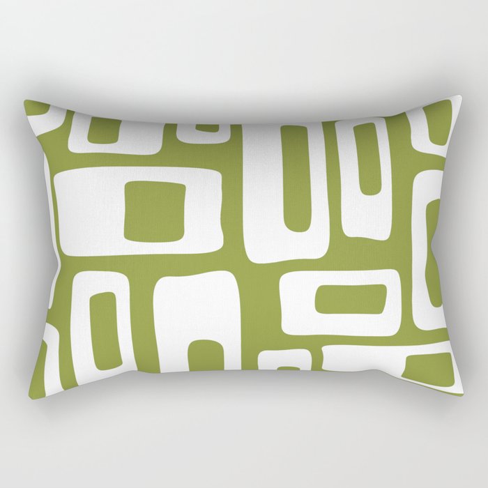Retro Mid Century Modern Abstract Pattern 335 Olive Green Rectangular Pillow