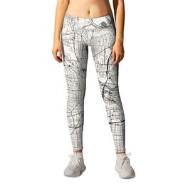 Akron, USA. City Map - Vintage Drawing Leggings