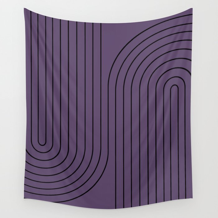 Minimal Line Curvature XLVIII Lavender Purple Mid Century Modern Arch Abstract Wall Tapestry