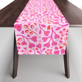 WITH LOVE FLORAL HEARTS AND LOVE PATTERN Table Runner