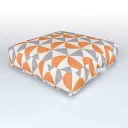 Orange and Gray Retro Minimalist Geometric Pattern Outdoor Floor Cushion