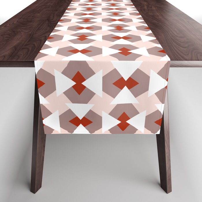 Geometric pattern Fake it until you'll make it, red Table Runner