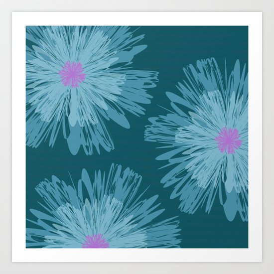 Big Blue Flowers Art Print