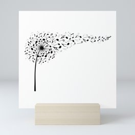 Music dandelion with flying musical notes Mini Art Print | Notes, Design, Drawing, Musiclover, Floral, Flower, Music, Blackandwhite, Musicsticker, Musical 