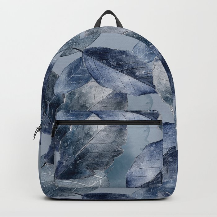 Blue Watercolor Foliage Pattern Backpack