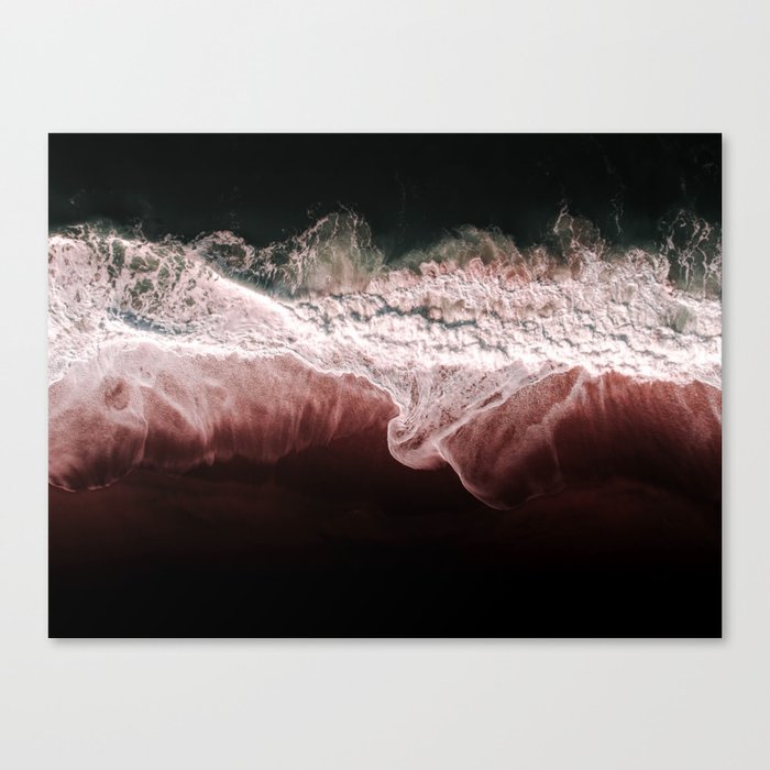 Aerial Beach - Crashing Waves - Moody Ocean - Sea -Travel photography Canvas Print
