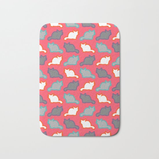 Cute cat pattern in pink Bath Mat